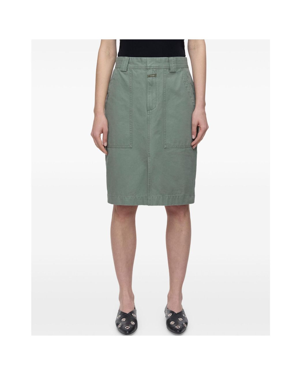 Closed Gray Cotton Midi Skirt