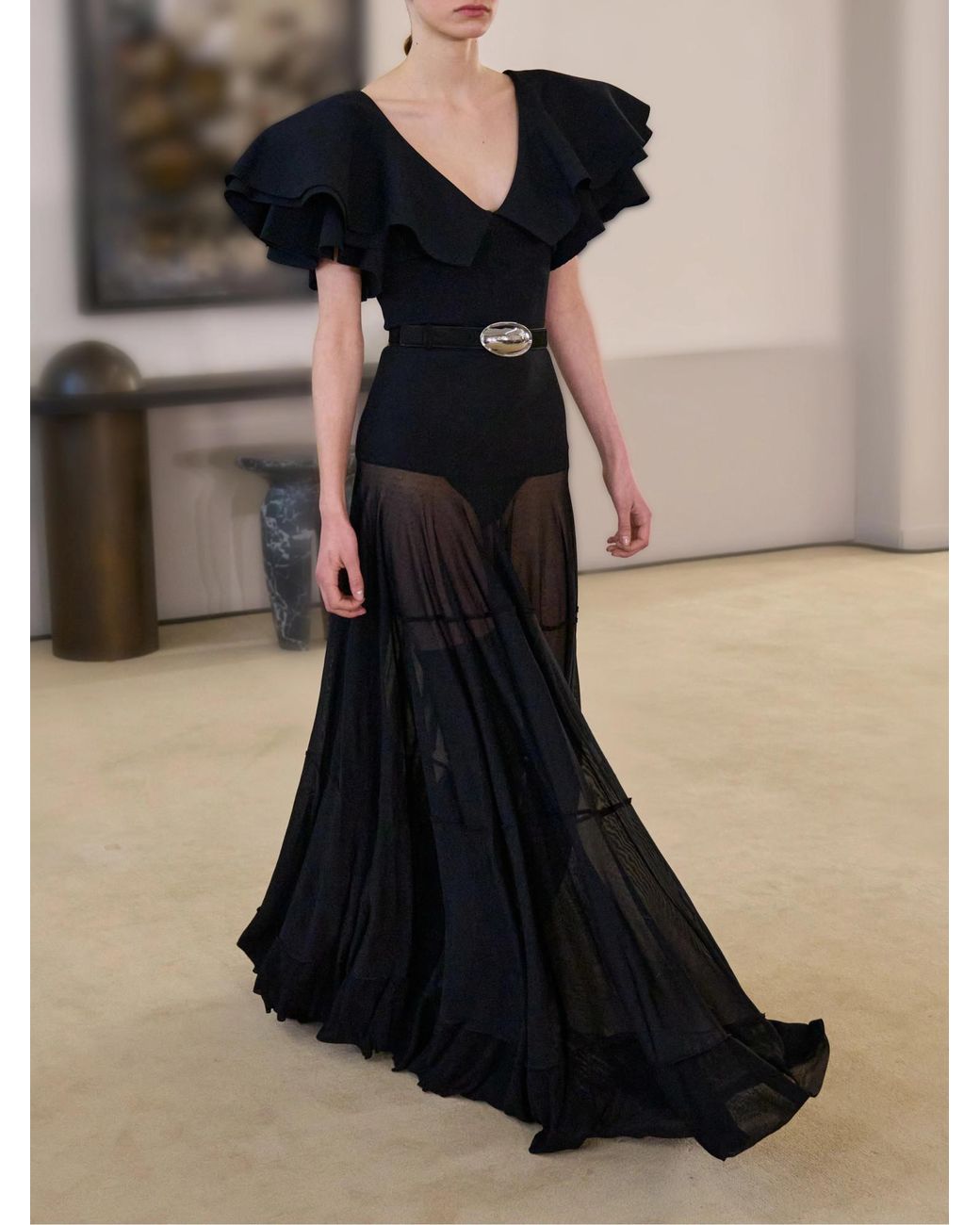 Altuzarra Black Deep V Bodysuit