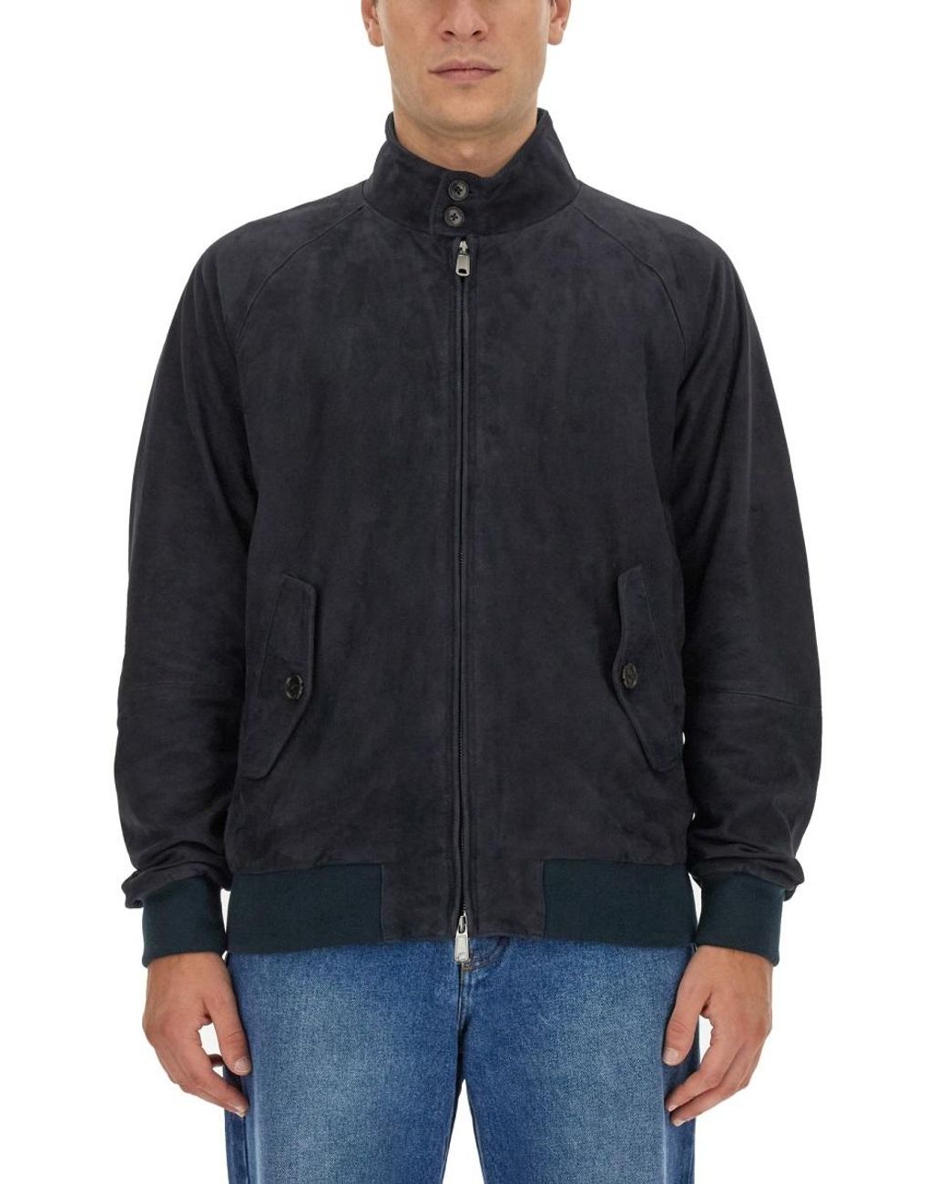 Baracuta Blue G9 Suede Bomber Jacket for men