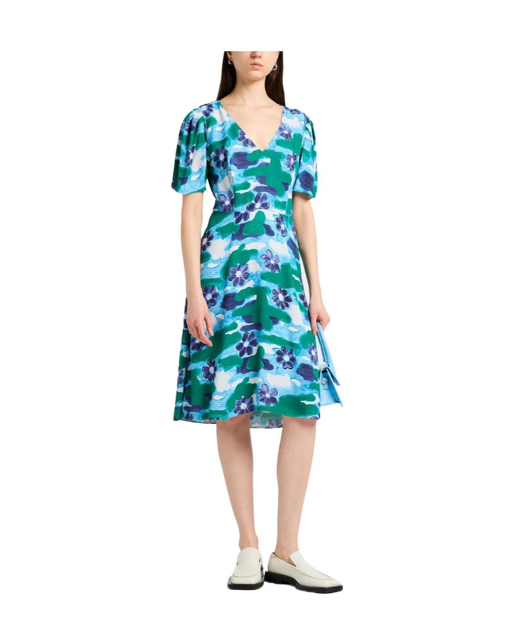 Marni Blue Floral Flared Skirt