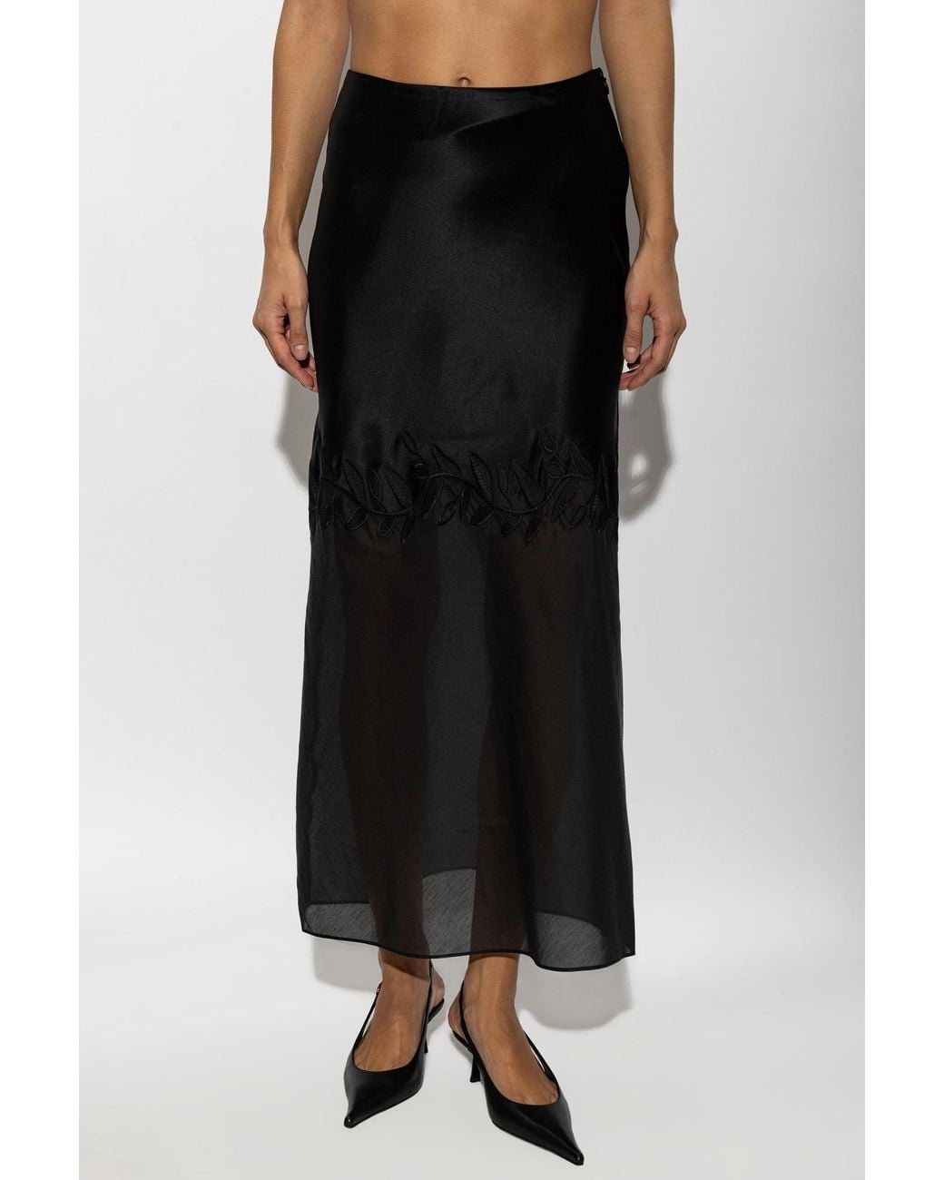 By Malene Birger Black Angelina Embroidered Maxi Skirt
