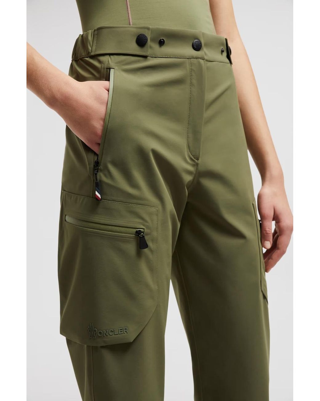 Moncler Green Grenoble Zip Detailed Tapered Pants