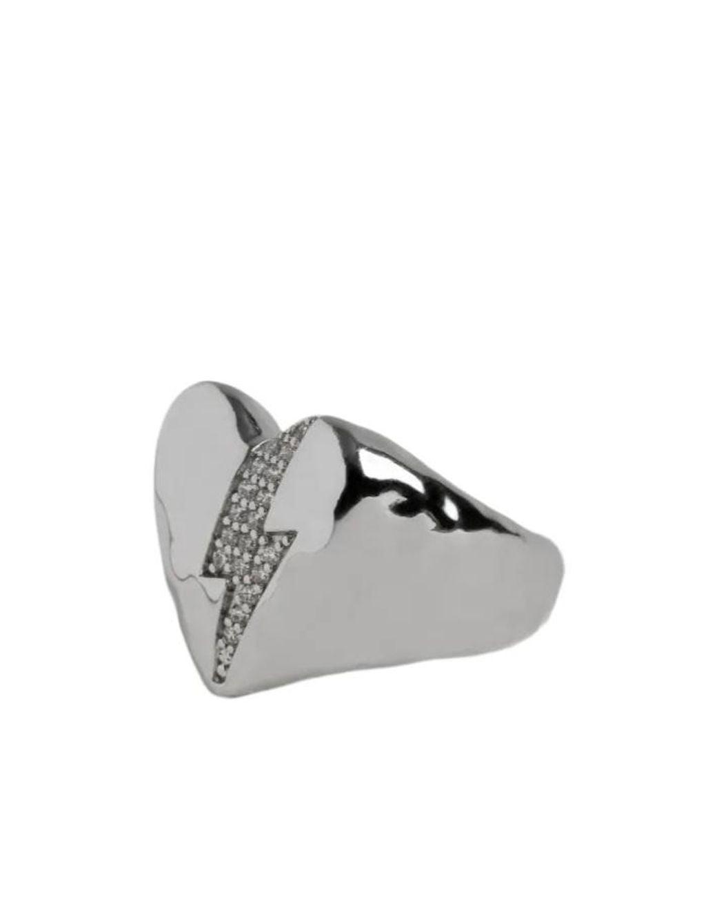 Zadig & Voltaire Gray Heart Lightning Ring