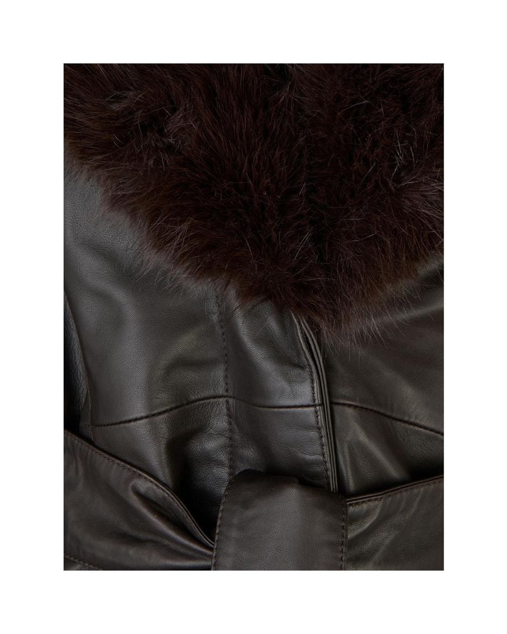 ROTATE BIRGER CHRISTENSEN Black Faux-Fur Collar Leather Coat