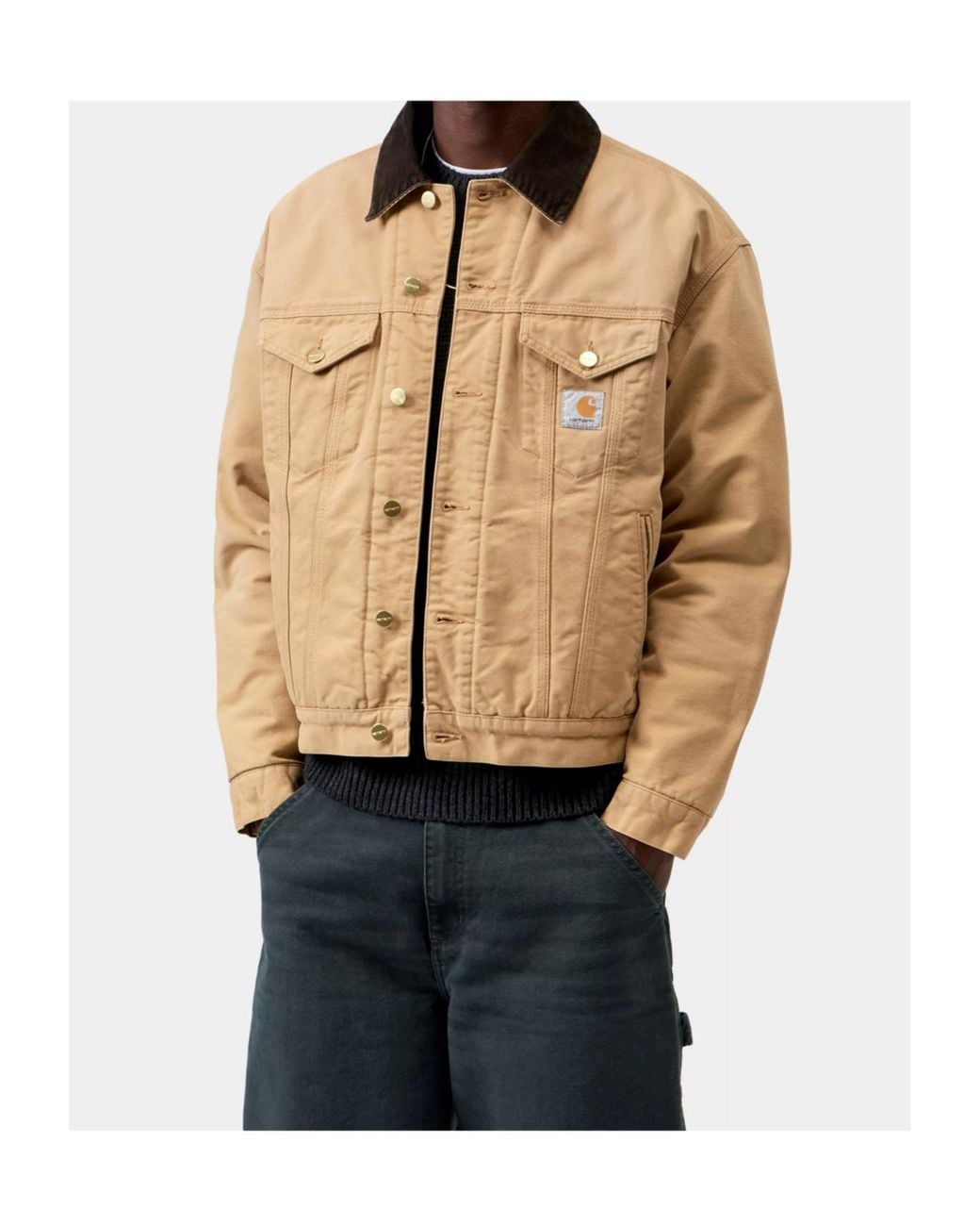 Carhartt Natural Og Trucker Corduroy-Collar Canvas Jacket for men