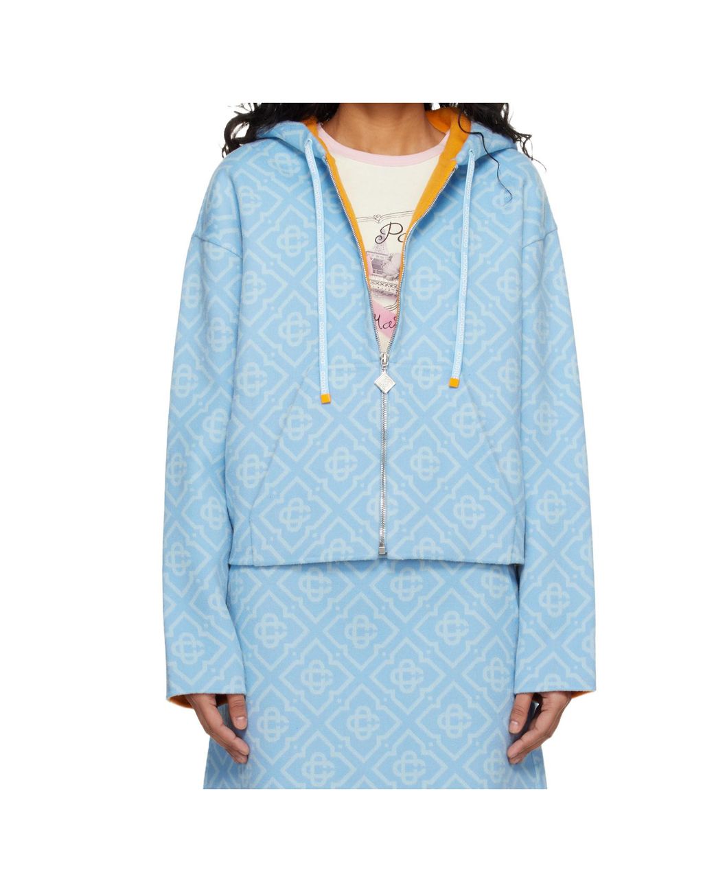 Casablanca Blue Monogram Hooded Jacket