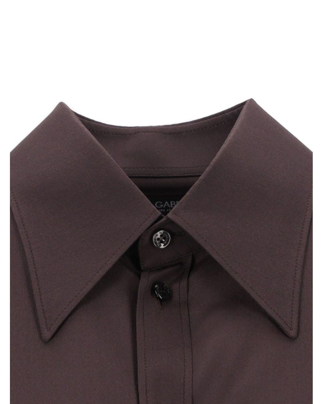 Dolce & Gabbana Brown Point-Collar Shirt for men