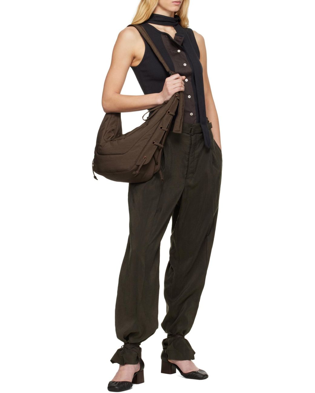 Lemaire Brown Game Medium Zipped Shoulder Bag