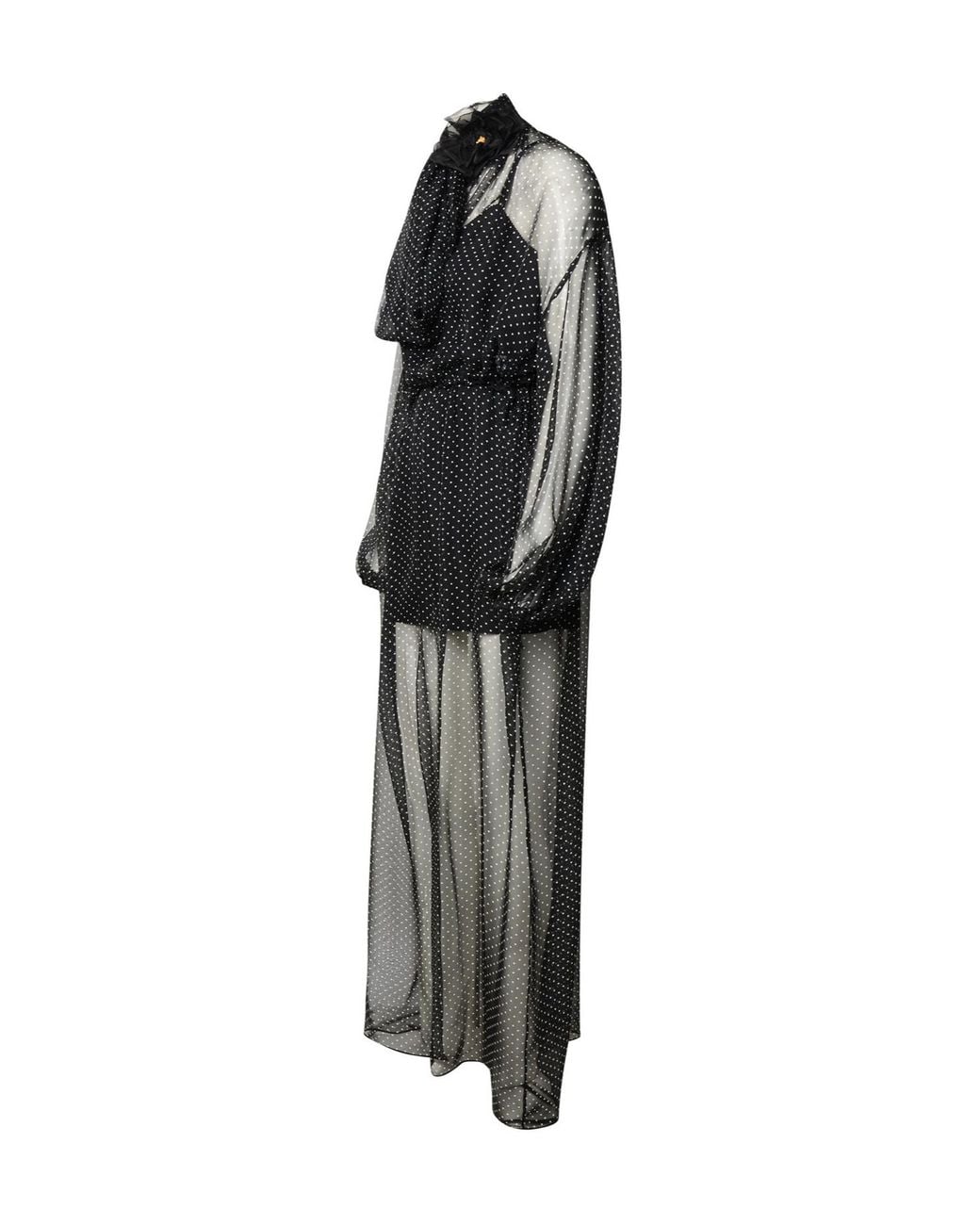 Dolce & Gabbana Black Polka-Dot Print Maxi Dress