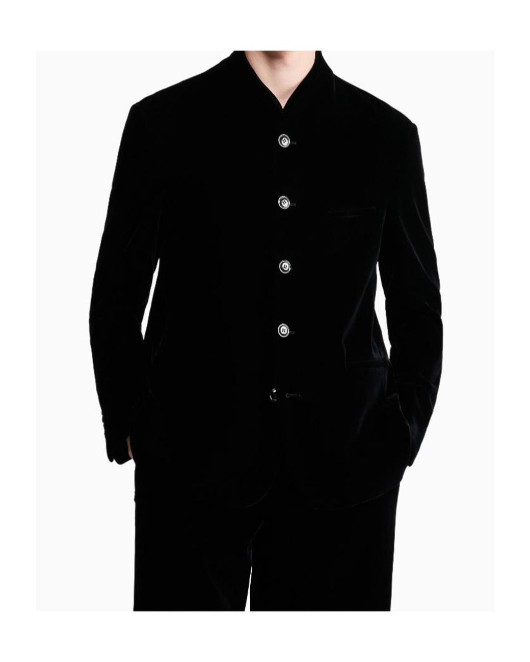 Giorgio Armani Blue One Shot Velvet Blazer for men