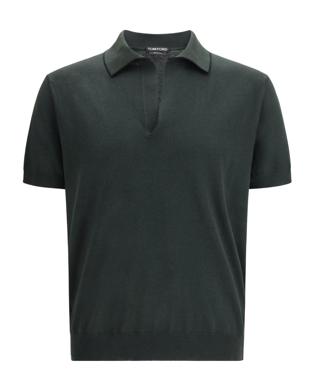 Tom Ford Green V-Neck Knit Polo Shirt for men