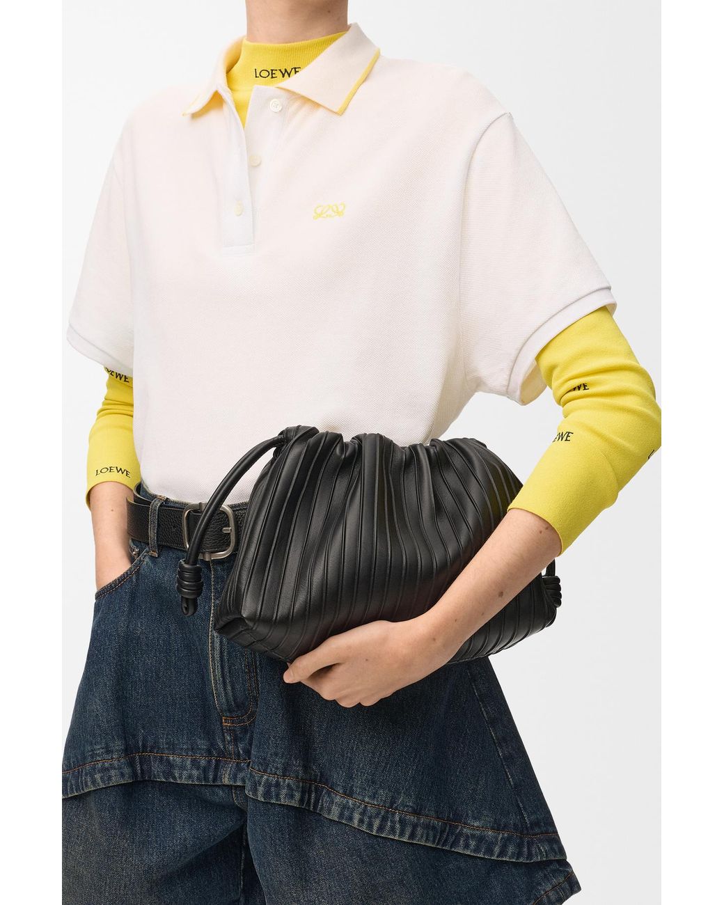 Loewe Black Medium Flamenco Pleats Purse