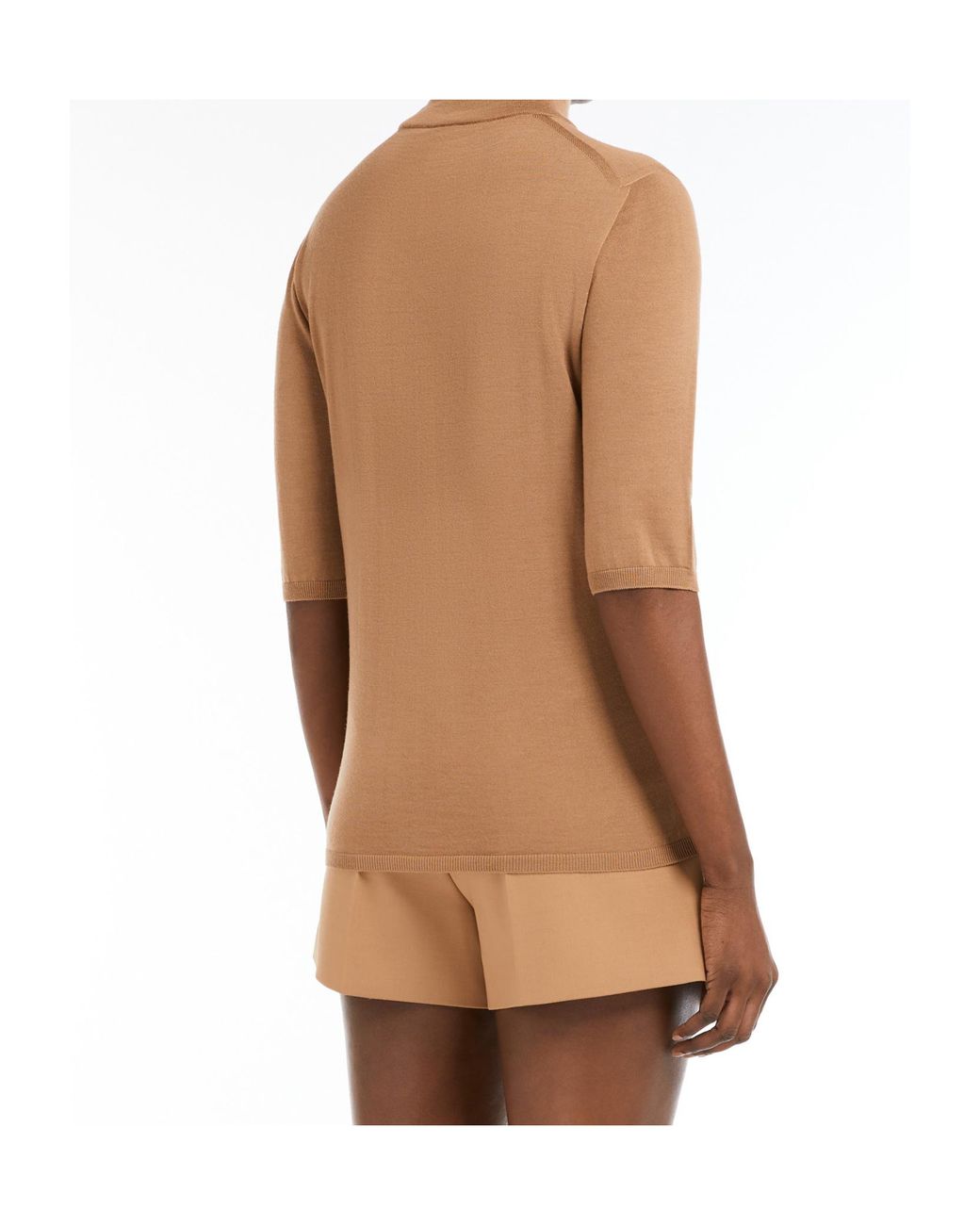 Max Mara Natural Cecina High Neck Half-Sleeved Jumper