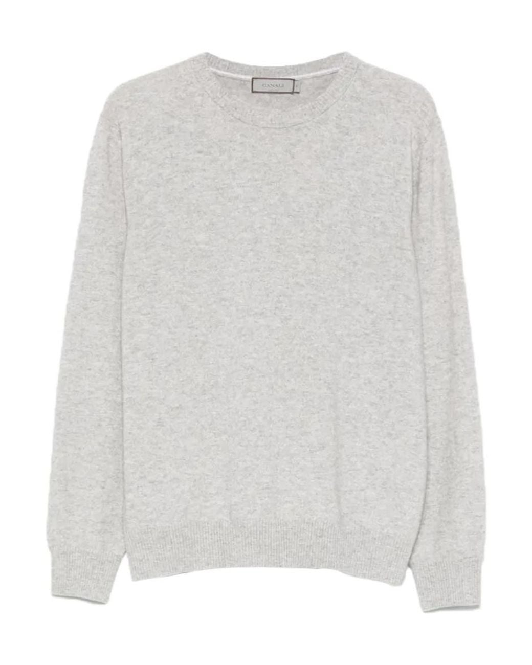 Canali White Crew-Neck Long-Sleeve Sweater for men