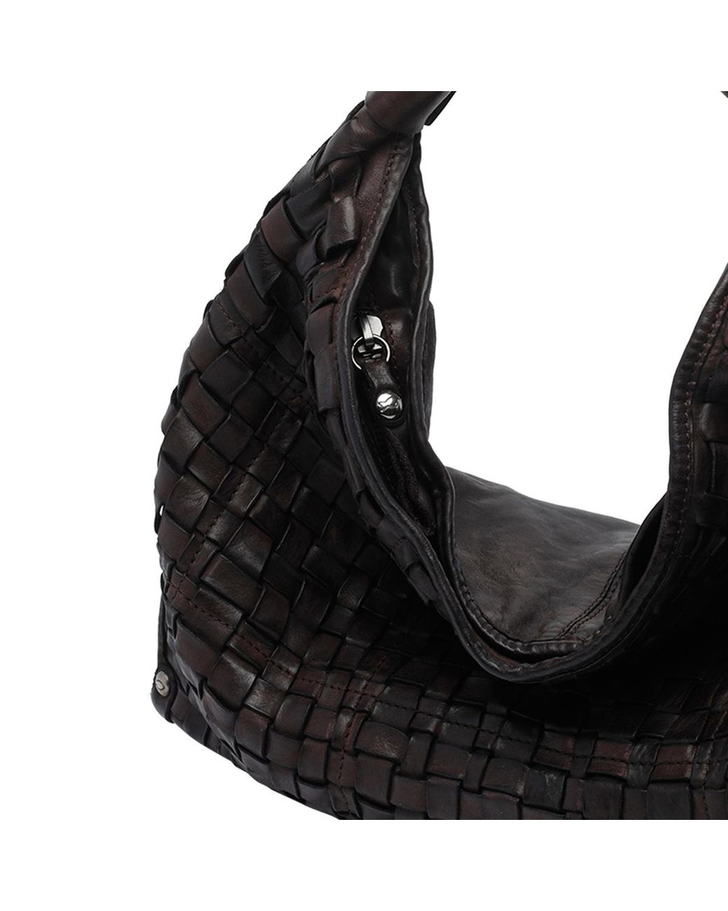 Campomaggi Black Atena Woven Shoulder Bag