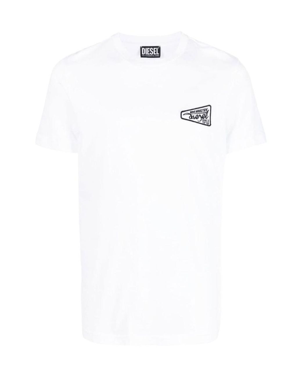 DIESEL White T-Diegor Logo Patch T-Shirt for men