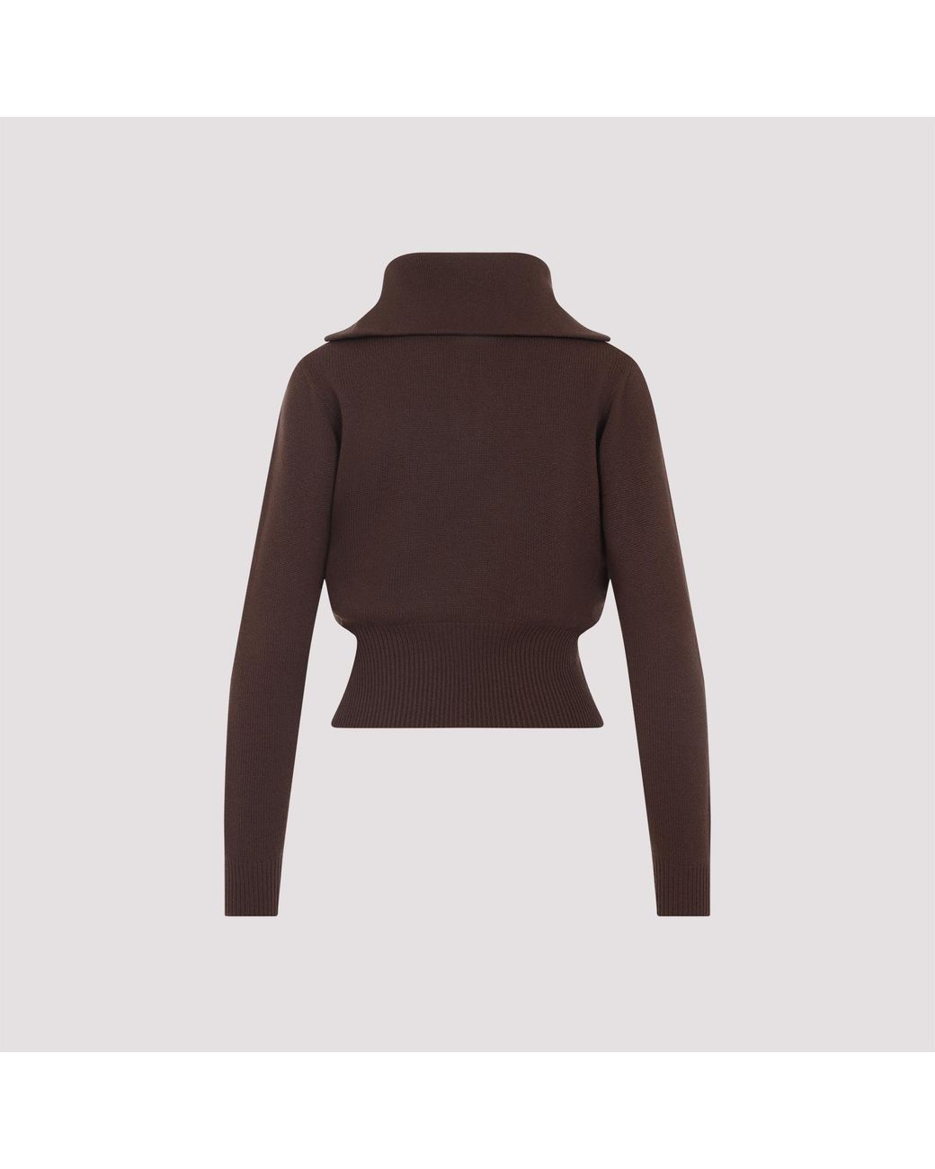 Miu Miu Brown High-Neck Zip-Up Sweater
