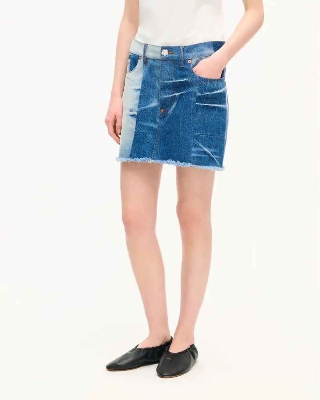 KENZO Blue Patchwork Short Denim Skirt