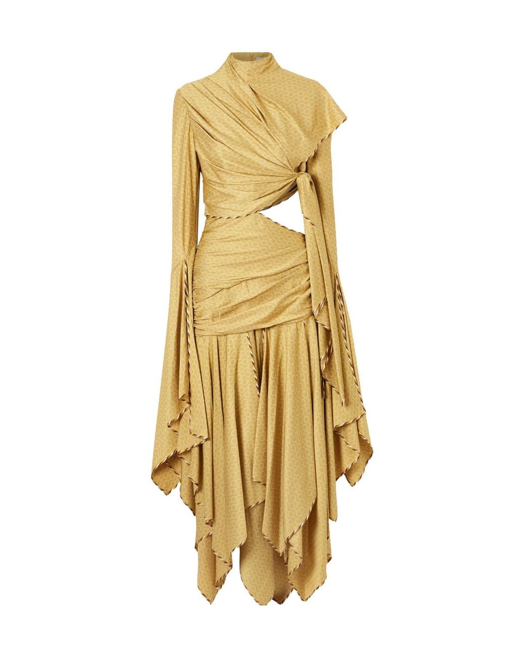 Zimmermann Metallic Knotted Draped Printed Silk-Blend Maxi Dress