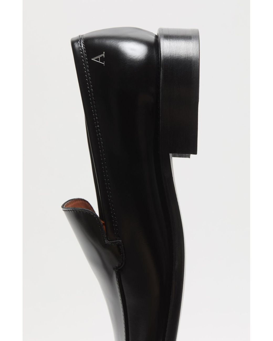 Acne Black Square-Toe Leather Loafers for men