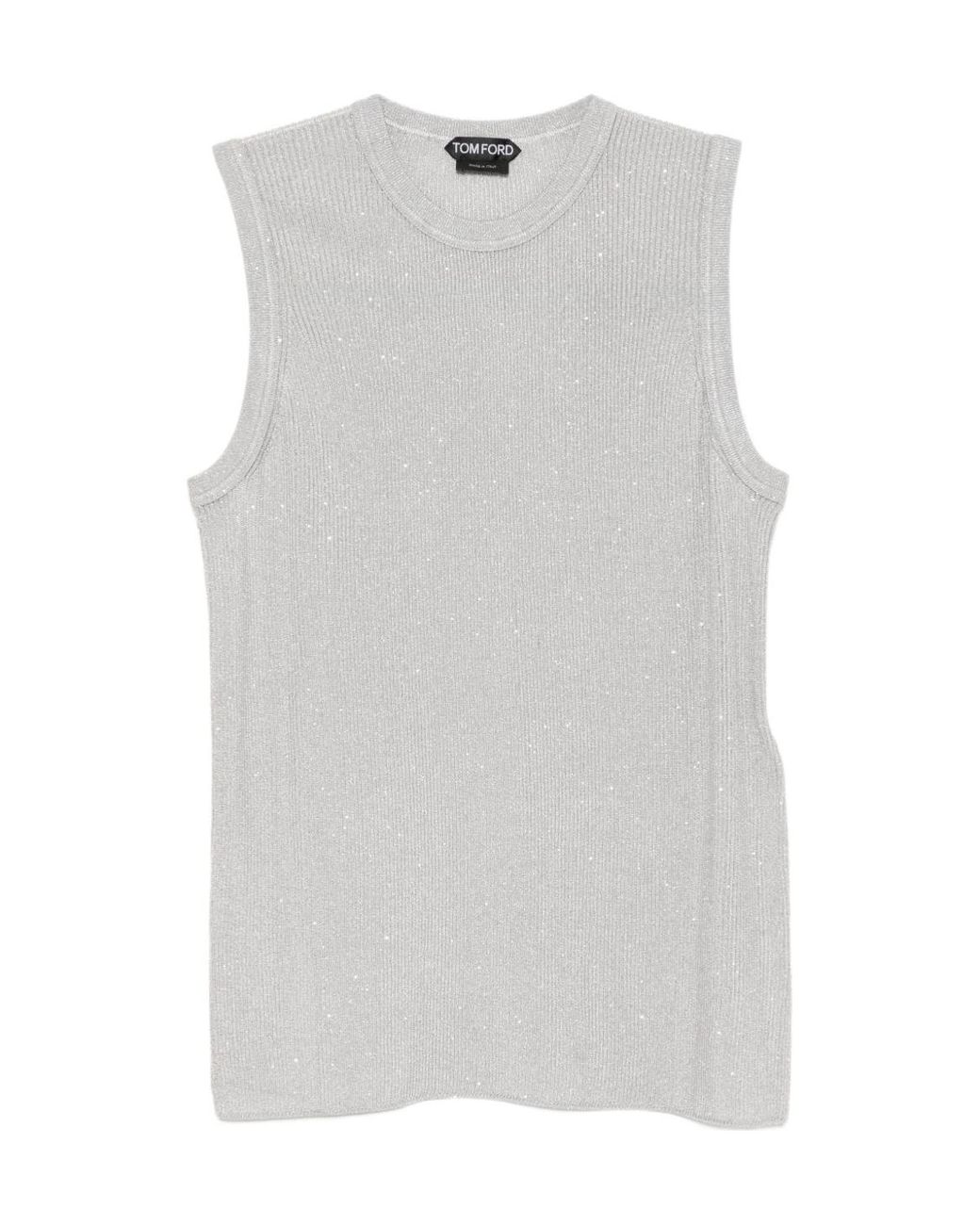 Tom Ford White Sequin-Embellished Ribbed Tank Top