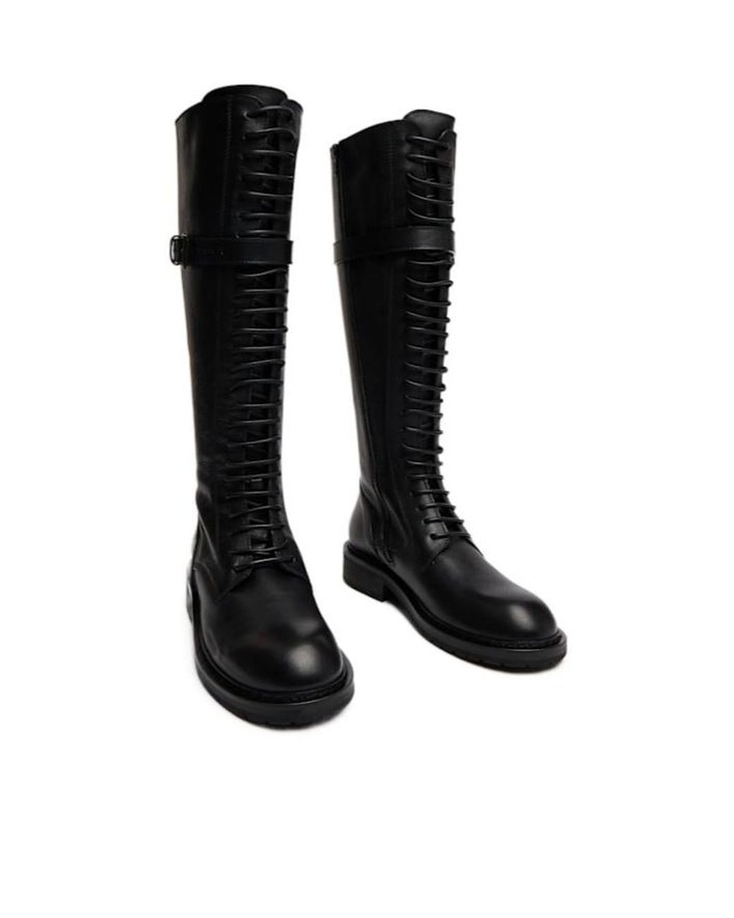 Ann Demeulemeester Black Knee-High Boots With Buckle
