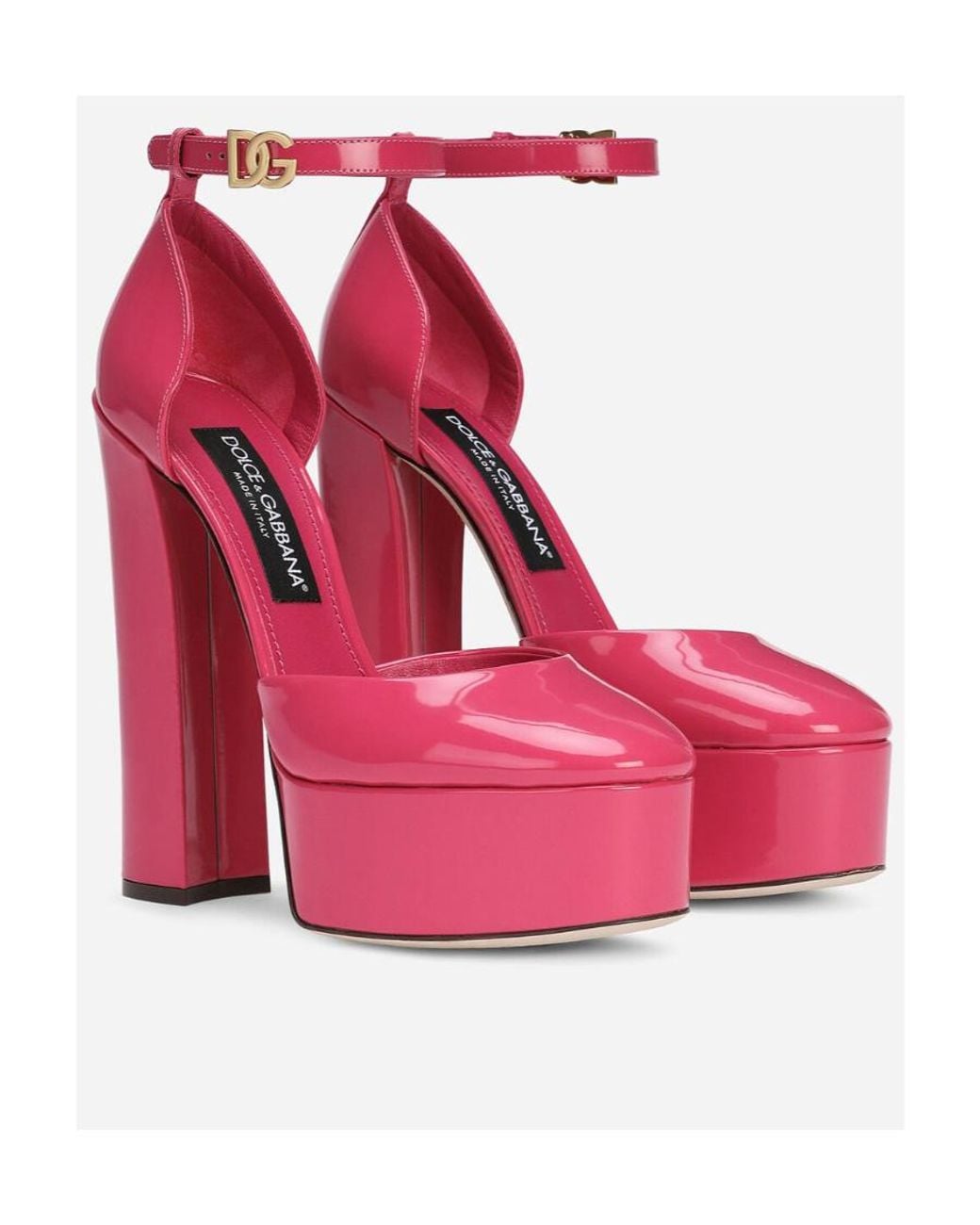 Dolce & Gabbana Pink Logo Platform Heels