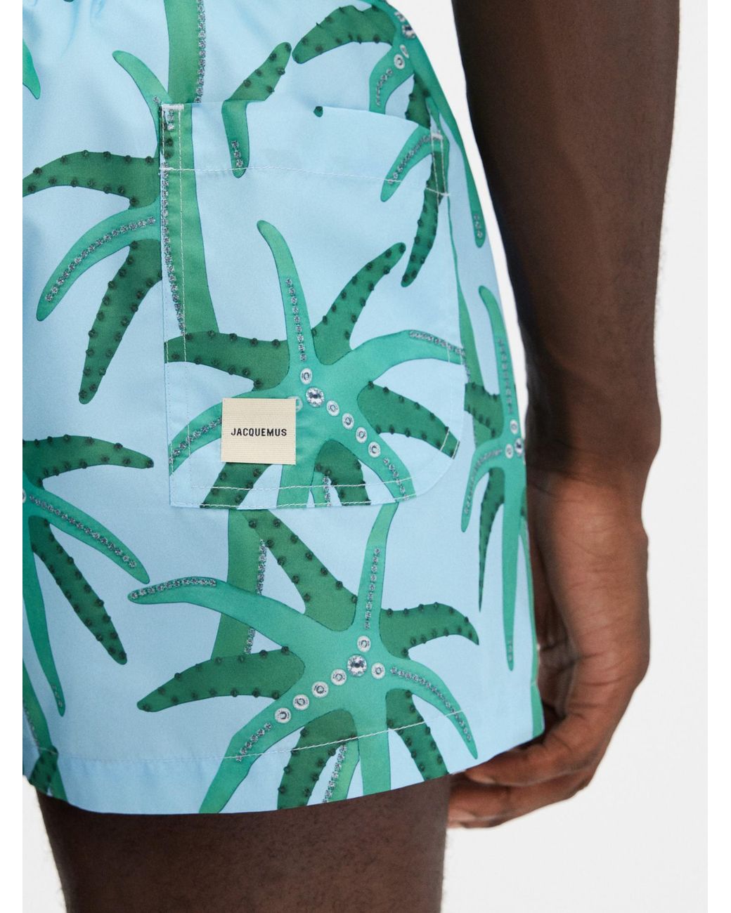 Jacquemus Green Floral-Printed Thigh-Length Shorts for men
