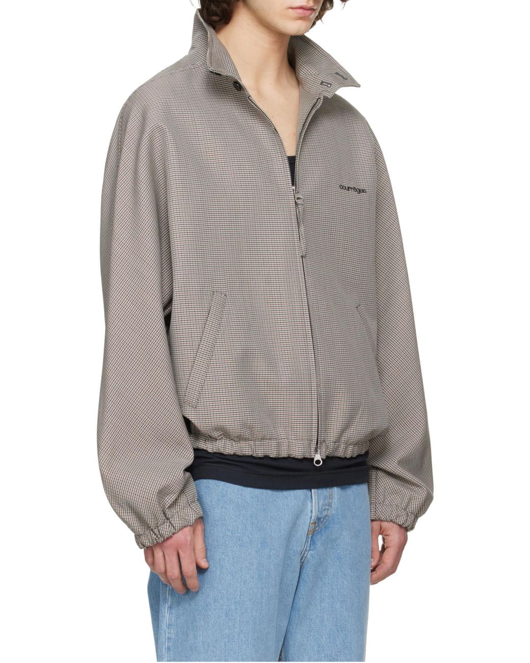 Courreges Gray Houndstooth Casual Jacket for men