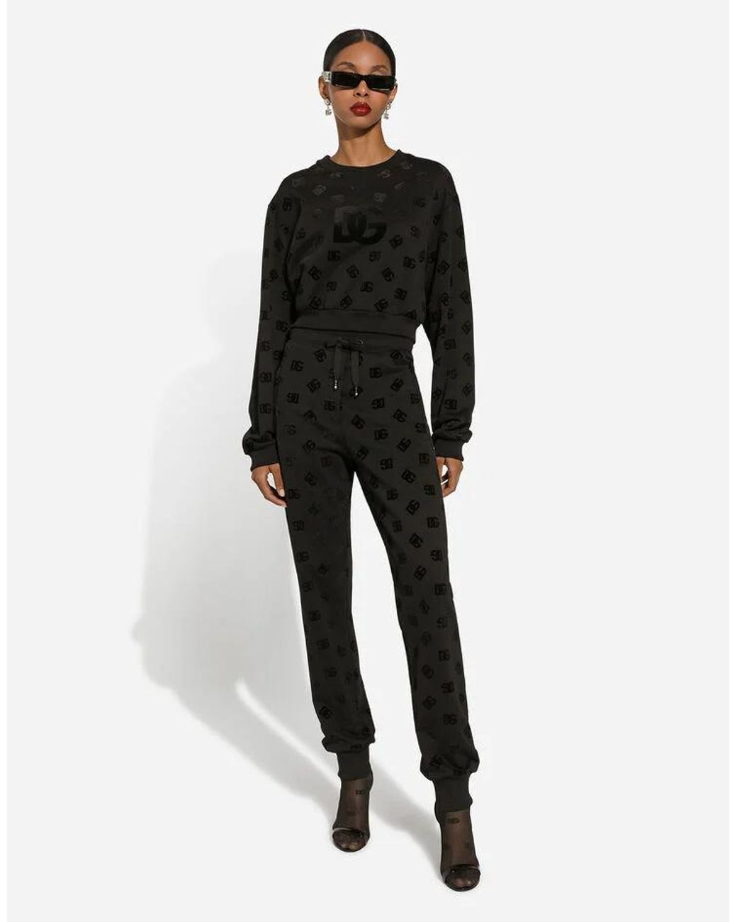 Dolce & Gabbana Black Monogram Jacquard Sweatpants