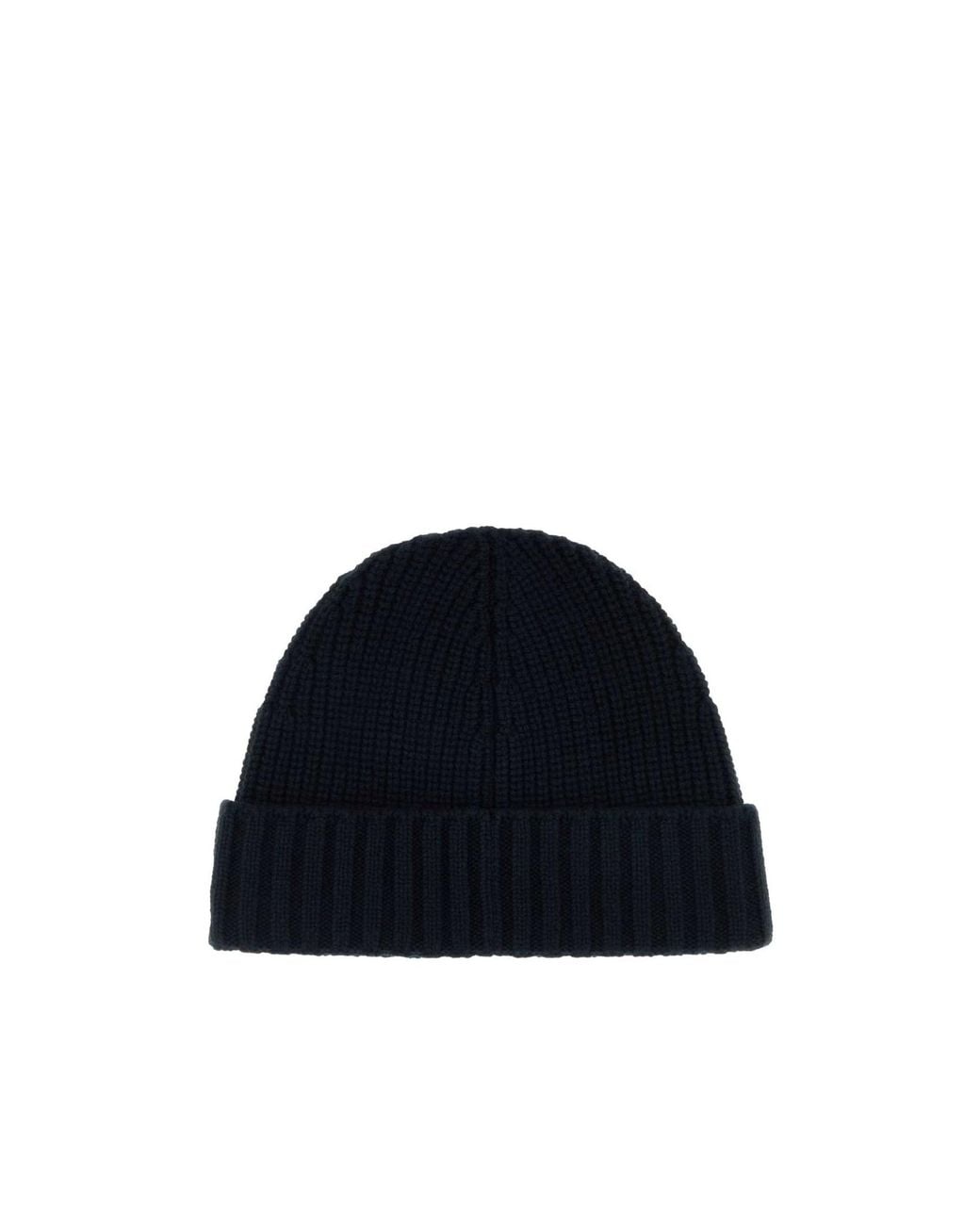 Stone Island Blue Turn-Up Brim Beanie Hat for men
