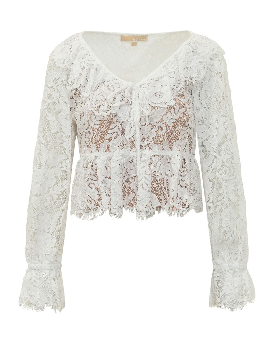 MICHAEL Michael Kors White Corded Floral Lace Blouse