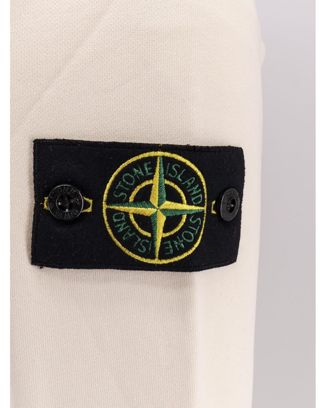 Stone Island White Logo Patch Drawstring Hoodie for men