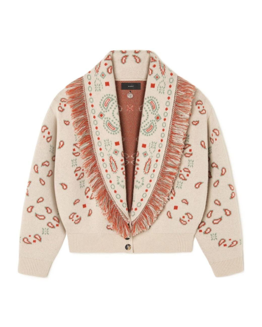 Alanui Natural Bandana Jacquard Cardi-Bomber Style Cardigan