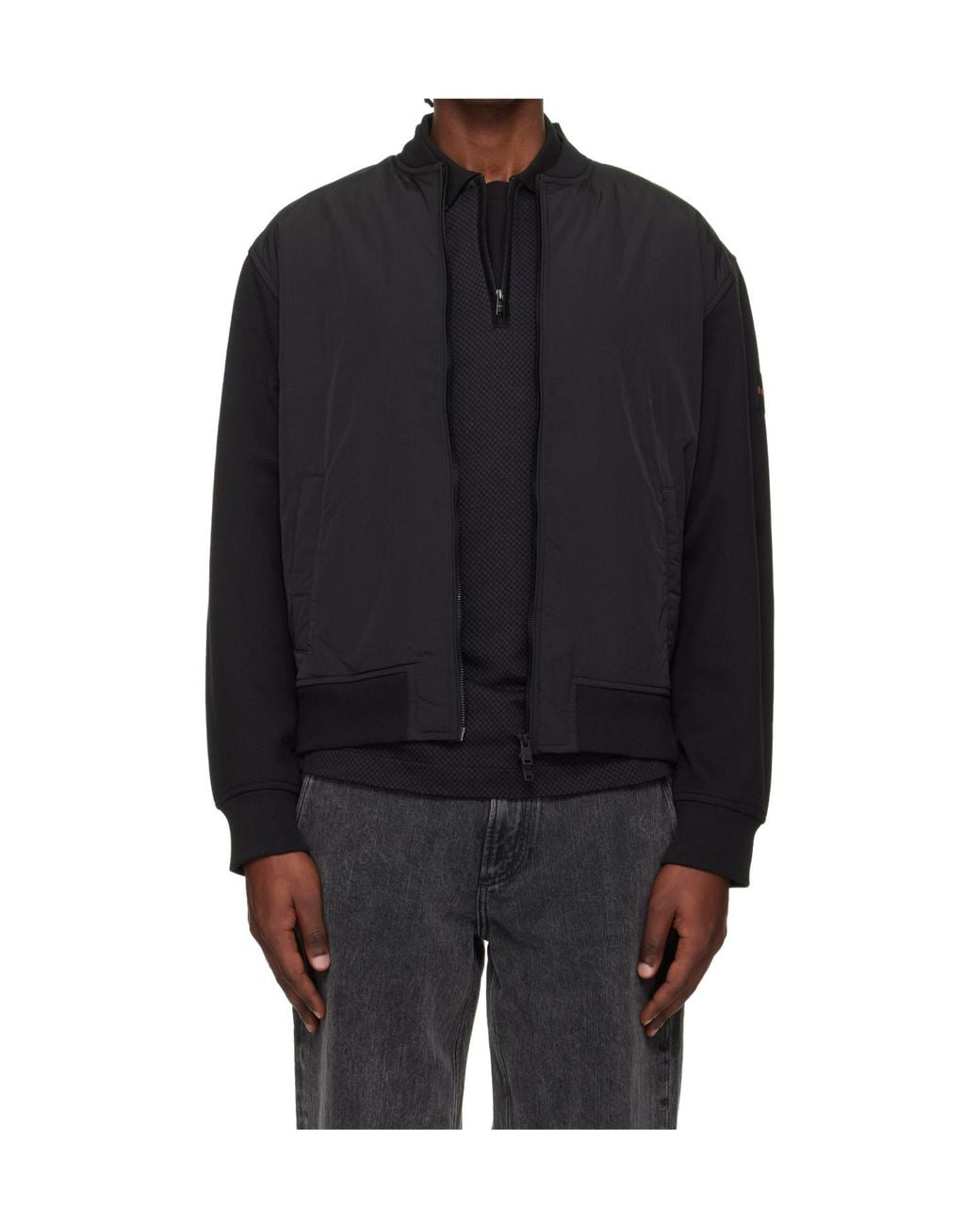Boss Black Logo-Patterned Bomber Casual Jacket for men