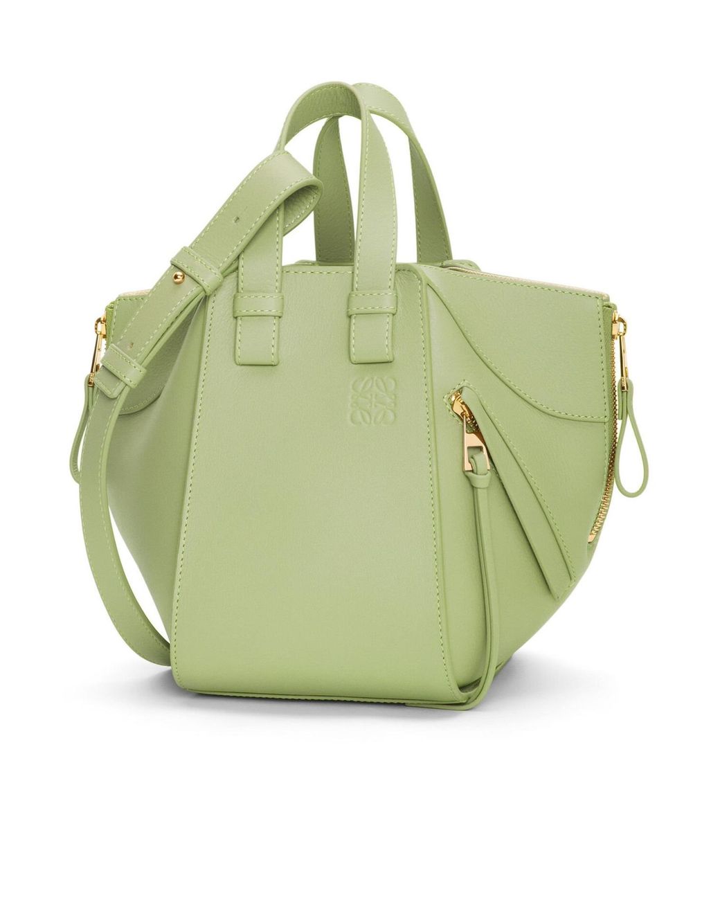 Loewe Green Hammock Logo Embossed Shoulder Bag