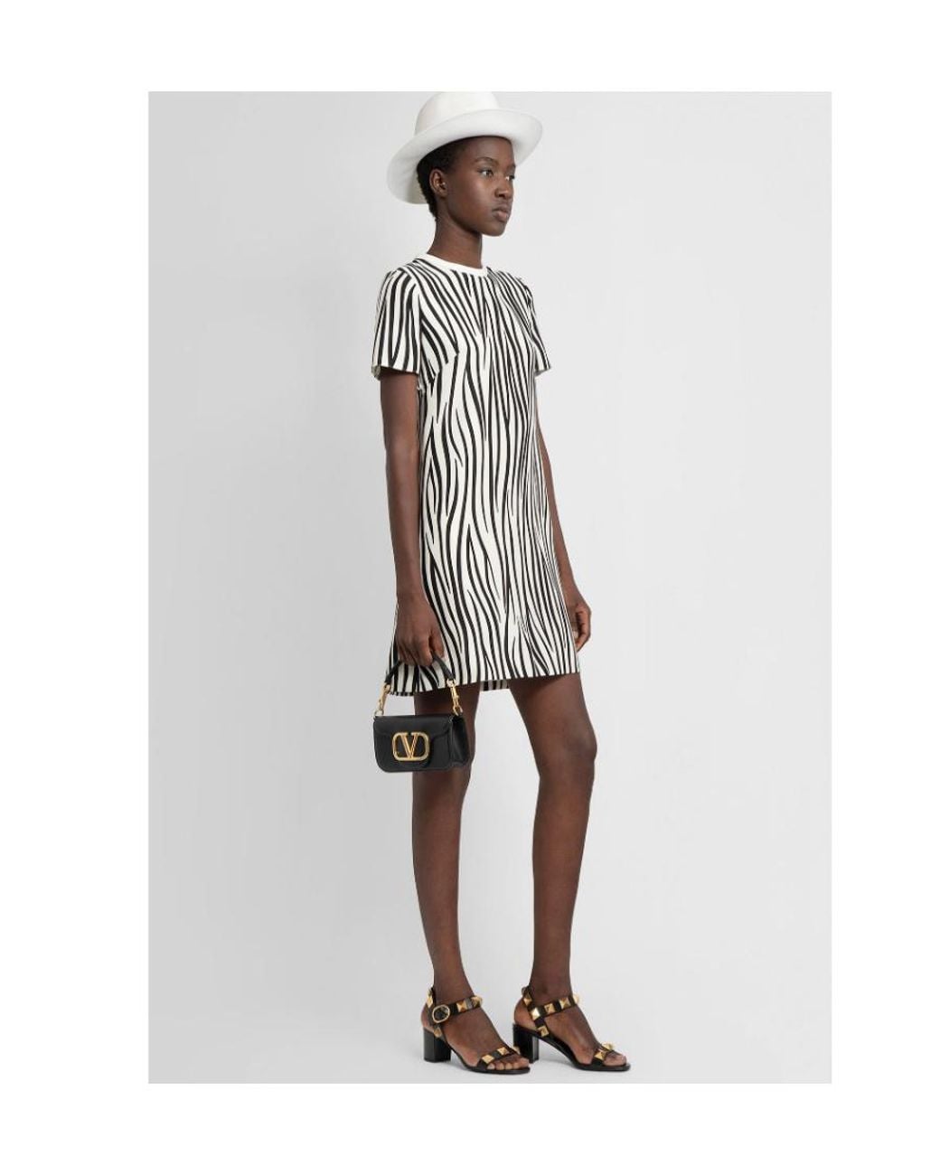 Valentino White Zebra-Print Mini Dress