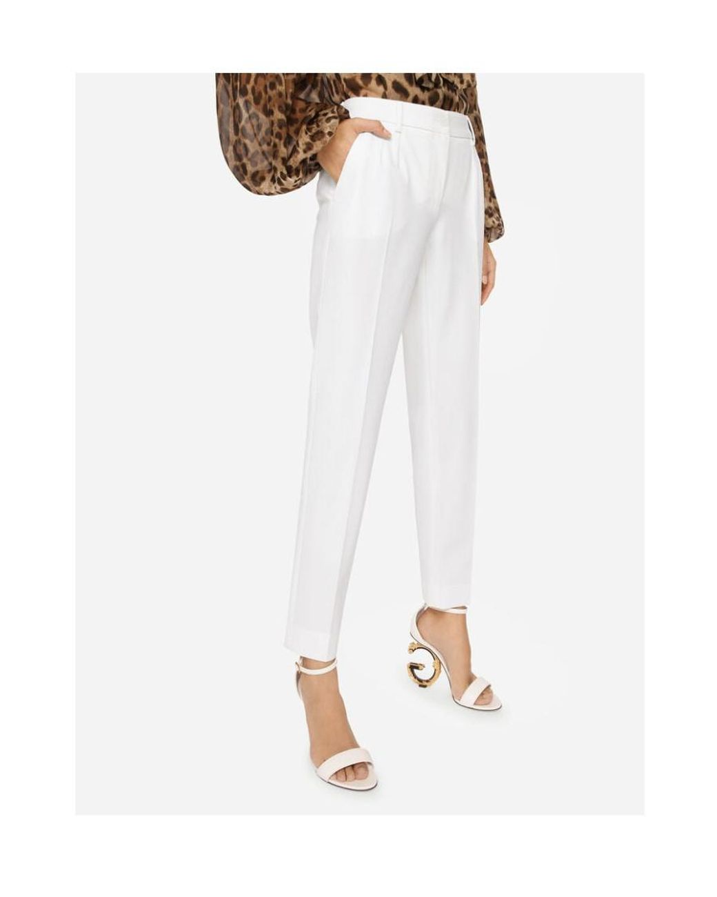 Dolce & Gabbana White Logo Casual Pants