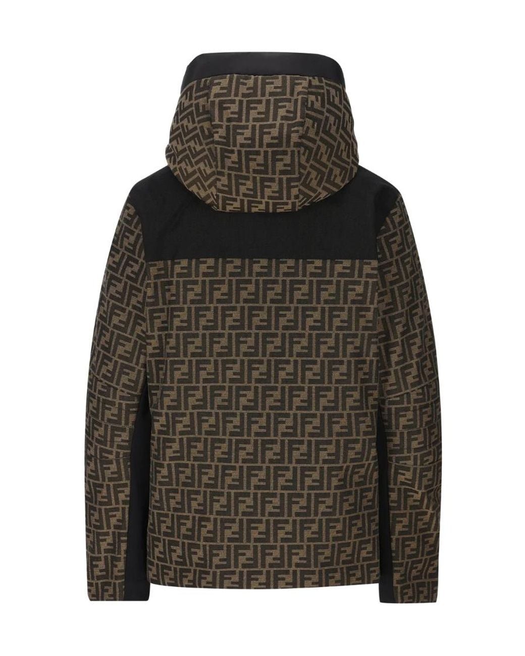 Fendi Green Ff Motif Zip-Up Hooded Jacket