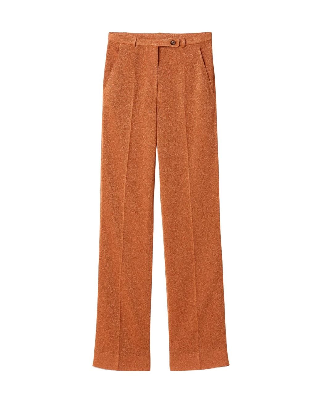 Miu Miu Orange Straight-Leg Lurex Pants