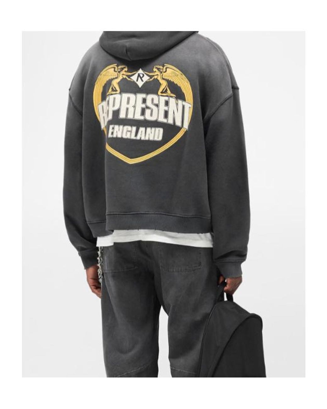 Represent Gray Apos;S Legacy Angel Border Logo Cotton Hoodie for men