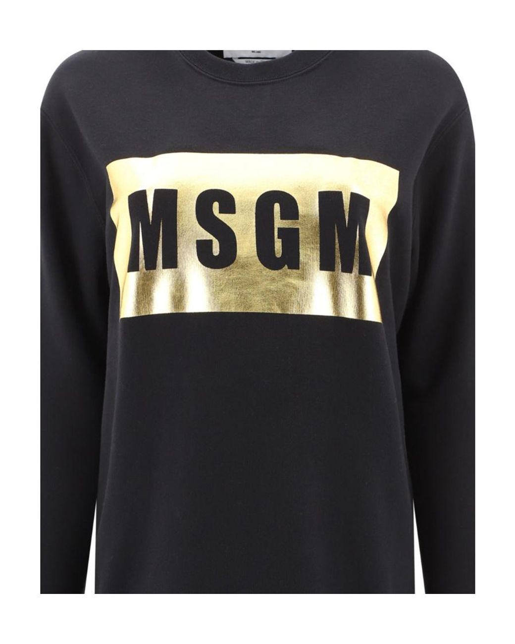 MSGM Black Metallic Logo Print Sweatshirt