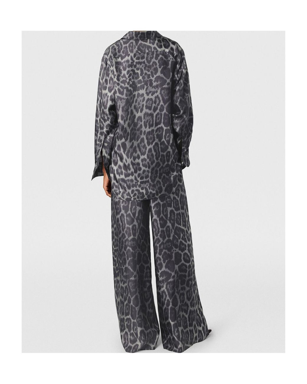 Stella McCartney Gray Leopard Printed Long Sleeved Shirt