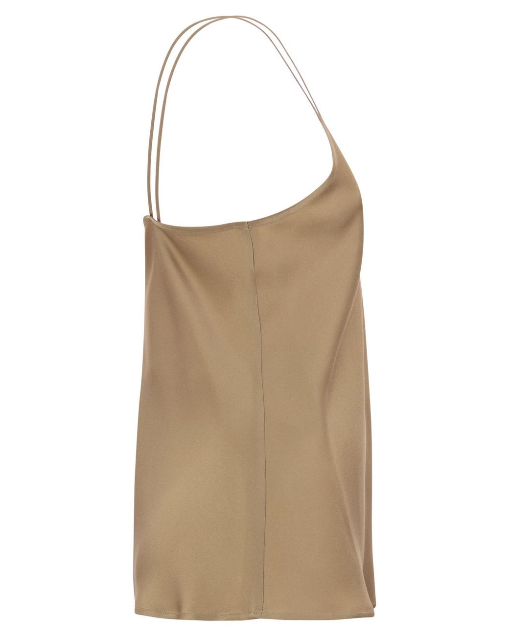 Max Mara Brown Maxmara Studio Msecomma – Fluid Satin Camisole Top With Slim Straps