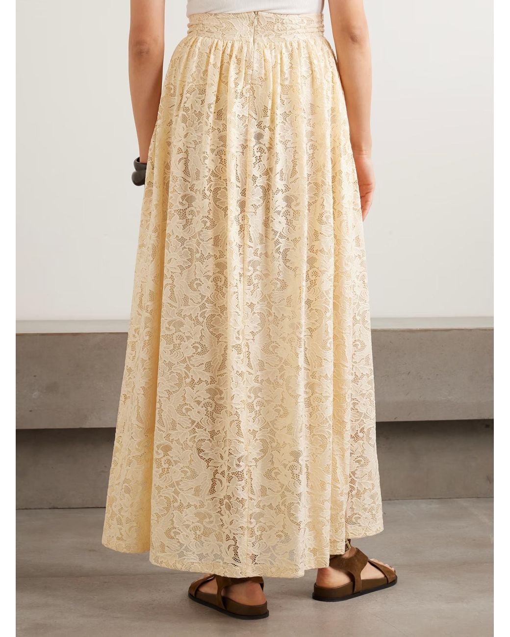 Zimmermann Natural Flower-Lace Maxi Skirt