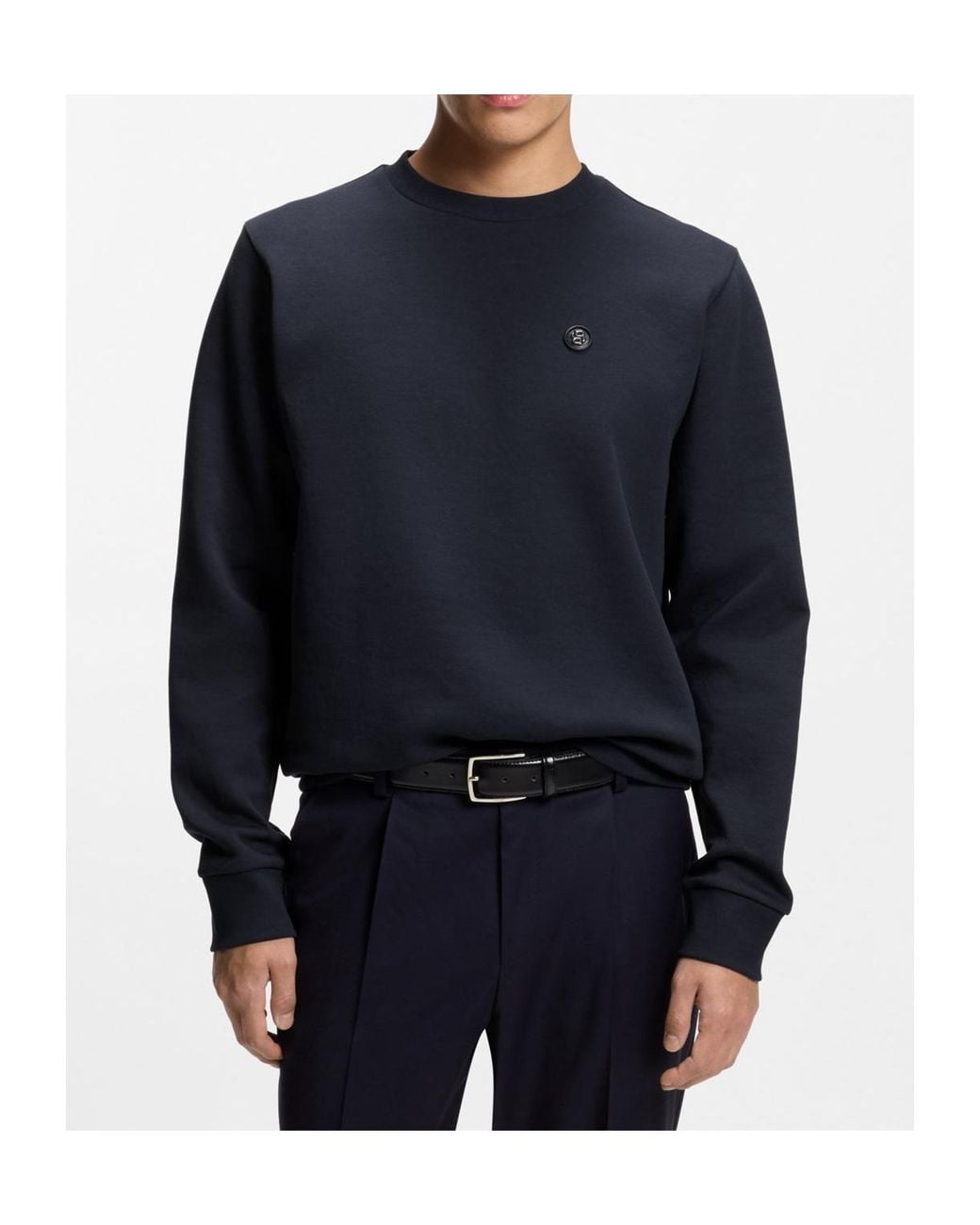 Boss Blue Appliqué Crew-Neck Sweatshirt for men