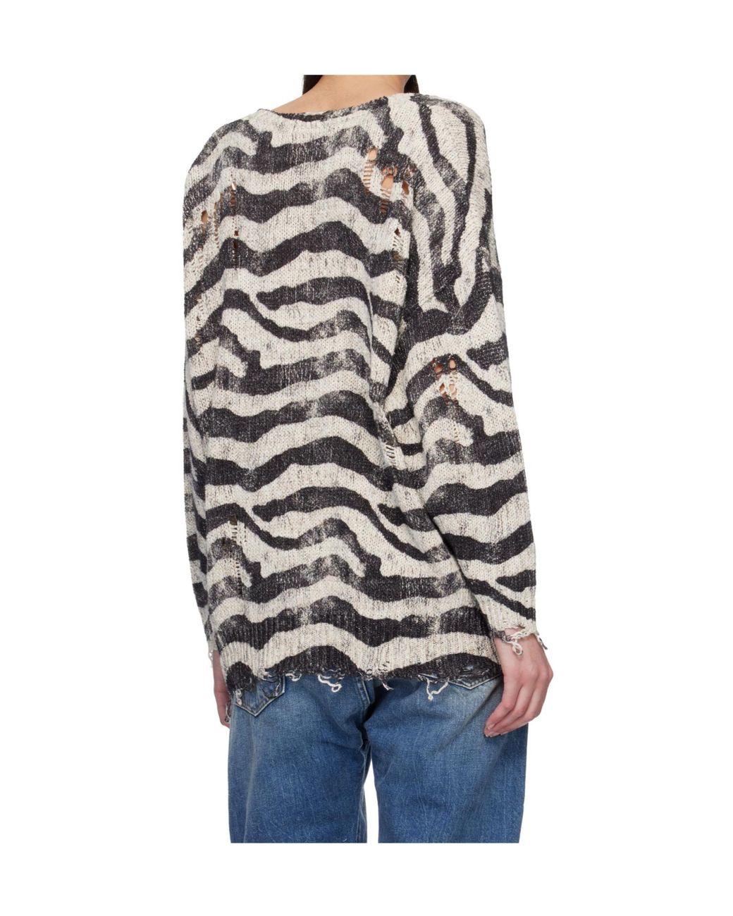 R13 Gray Printed Oversized Knit Cardigan