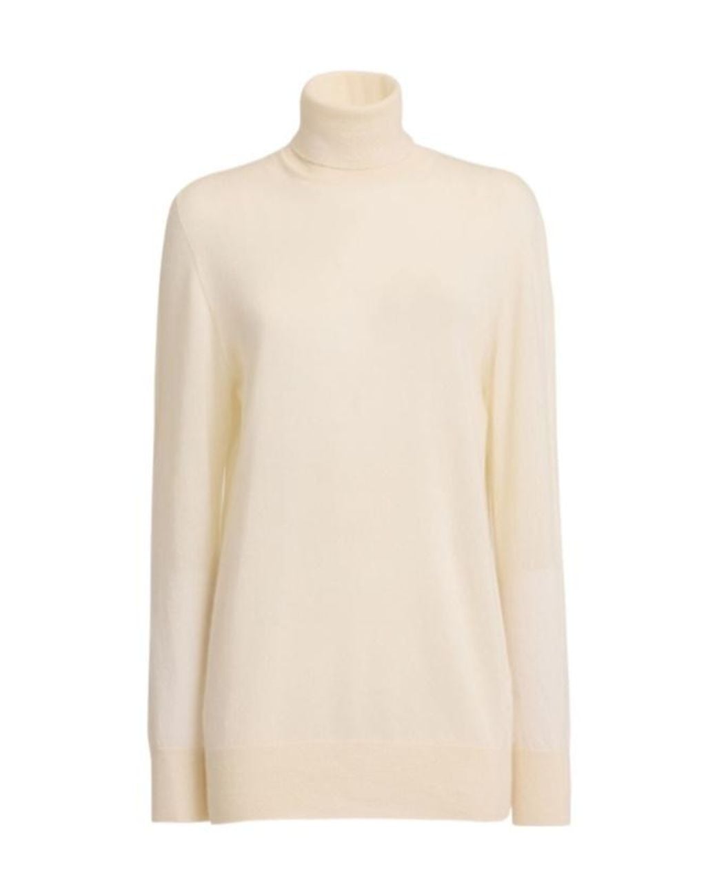 The Row White Lizzy Knit Turtleneck Cashmere Sweater