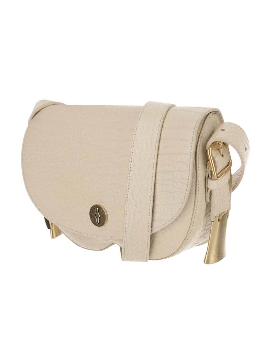 Burberry Natural Granulated Foldover-Top Shoulder Bag