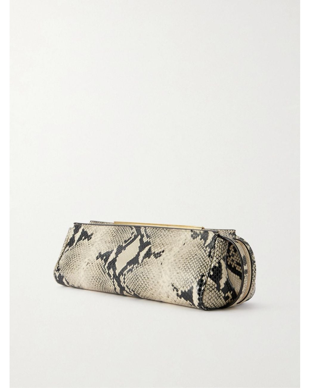 Khaite Metallic Minimalist Snake-Print Clutch